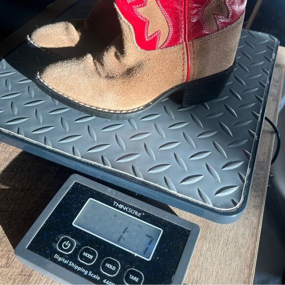 Old West Leather Cowgirl Boots Red Brown Toddler Size 100 Rodeo Western Country - Picture 10 of 13